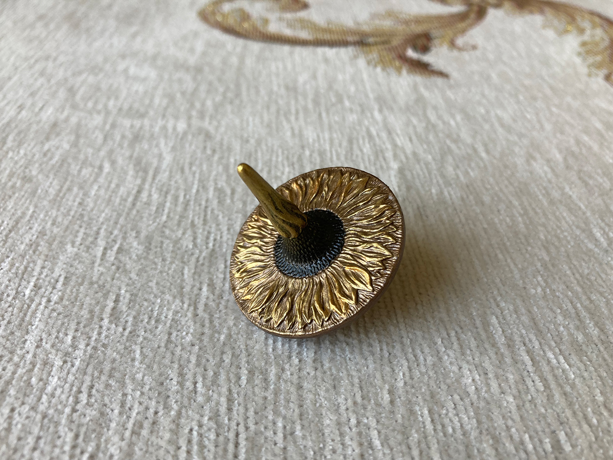 Beautiful author's Spinning Top, handmade, painted Golden Sunflower. Beautiful Toys.