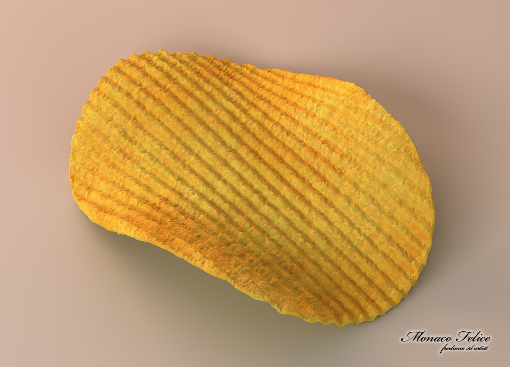 3D model of potato chips. Creation of 3D models for production and advertising. Creation of 3D models for production and advertising. Freelance 3D Artist Sergiy M. Yurchenko.