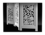 3D model of carved decorative folding screen with floral panels for CNC furniture production and interior design